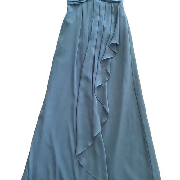 David’s Bridal | Crinkle Chiffon Dress with Cascade Skirt, Size 0 - Picture 4 of 12